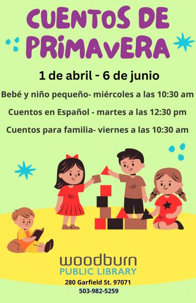 cuentos de primavera en espanol.  cada martes a la 12:30pm